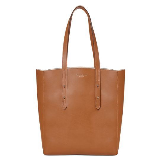 Essential Tote in Smooth Natural Tan & Cream Suede from Aspinal of London