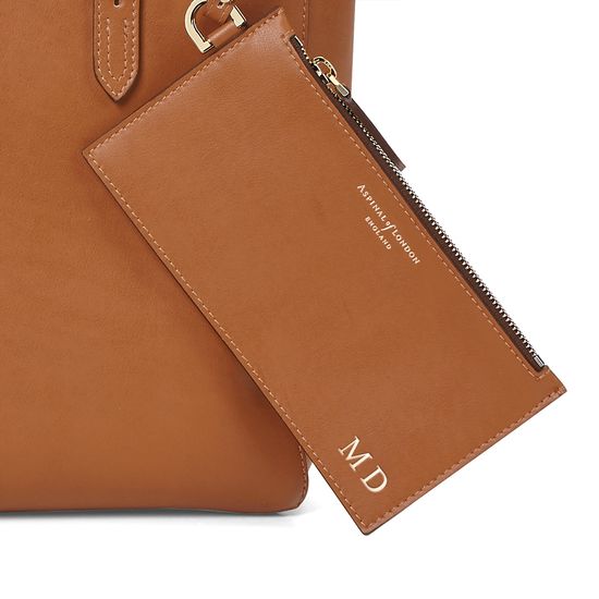 Essential Tote in Smooth Natural Tan & Cream Suede from Aspinal of London