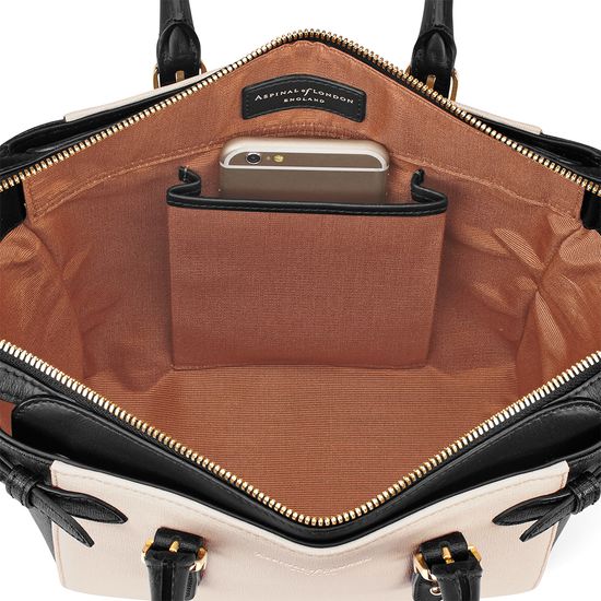 Mini Marylebone Tote in Monochrome Saffiano from Aspinal of London