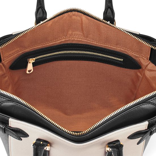 Mini Marylebone Tote in Monochrome Saffiano from Aspinal of London