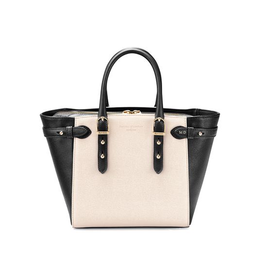 Mini Marylebone Tote in Monochrome Saffiano from Aspinal of London