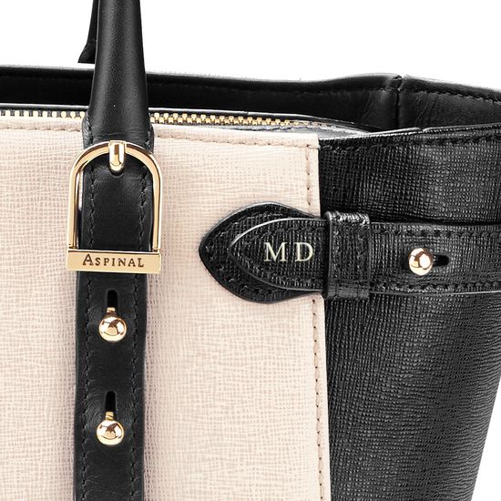 Mini Marylebone Tote in Monochrome Saffiano from Aspinal of London