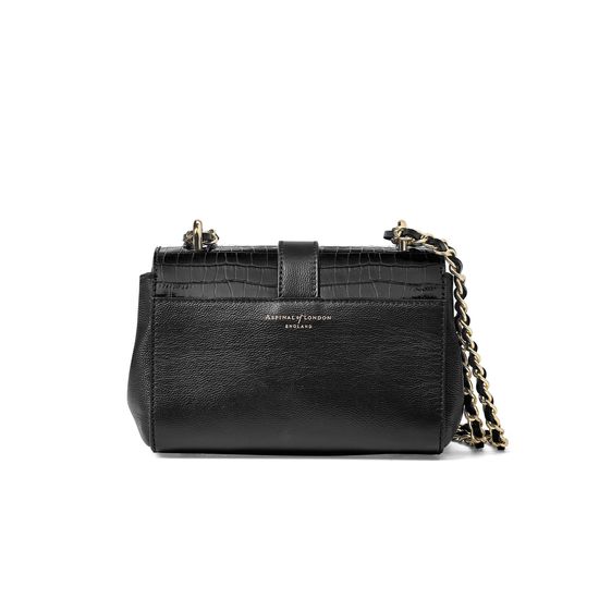 Micro Lottie Bag in Deep Shine Small Black Croc from Aspinal of London