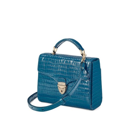 Midi Mayfair Bag in Deep Shine Topaz Small Croc from Aspinal of London