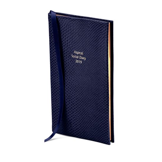 Aspinal Social Diary in Midnight Blue Lizard from Aspinal of London
