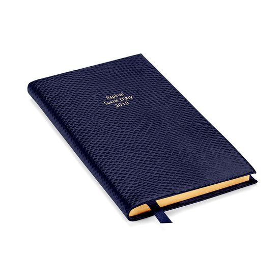 Aspinal Social Diary in Midnight Blue Lizard from Aspinal of London