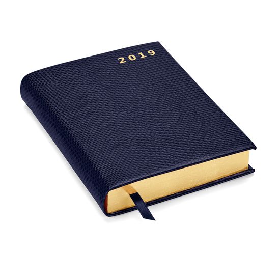 A6 Day to Page Leather Diary in Midnight Blue Lizard from Aspinal of London