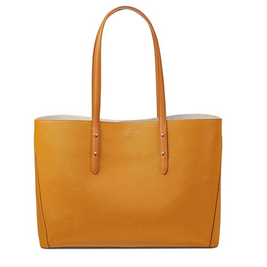 Regent Tote in Mustard Saffiano (with A-Stitched Side Panels) from Aspinal of London