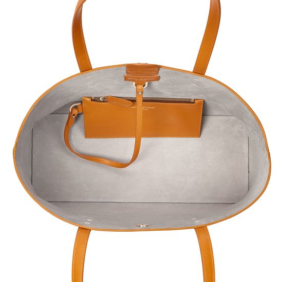 Regent Tote in Mustard Saffiano (with A-Stitched Side Panels) from Aspinal of London