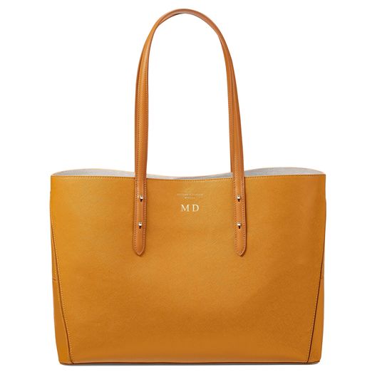 Regent Tote in Mustard Saffiano (with A-Stitched Side Panels) from Aspinal of London