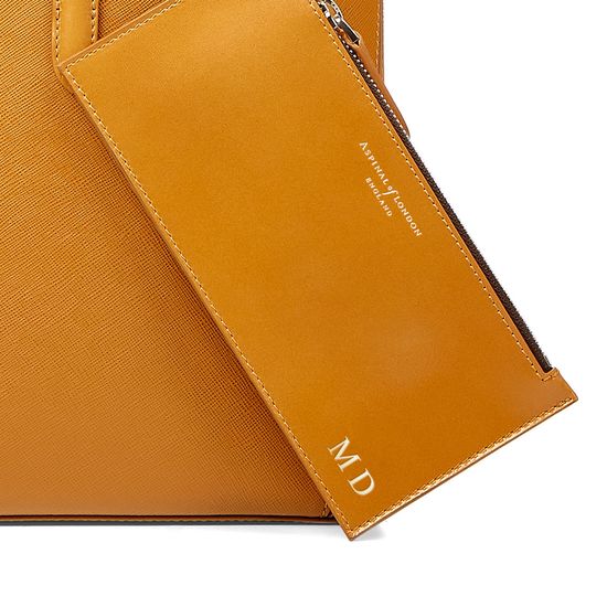 Regent Tote in Mustard Saffiano (with A-Stitched Side Panels) from Aspinal of London