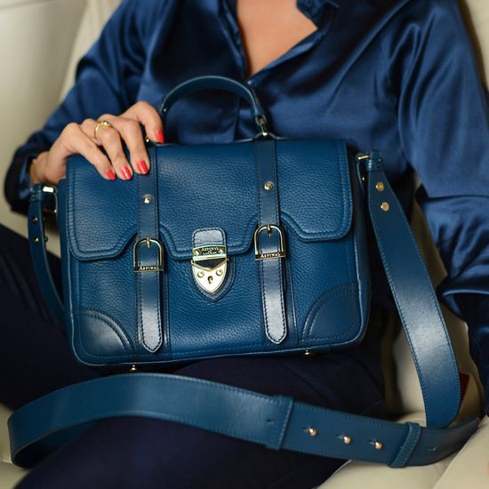 Small City Mollie Satchel in Topaz Pebble from Aspinal of London