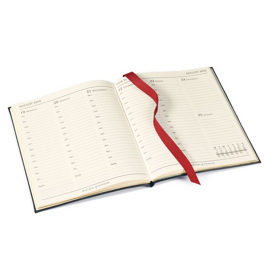 Quarto A4 Week to View Leather Diary in Deep Shine Black Croc from Aspinal of London