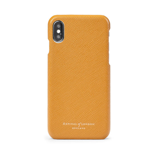 iPhone X Leather Cover in Mustard Saffiano from Aspinal of London