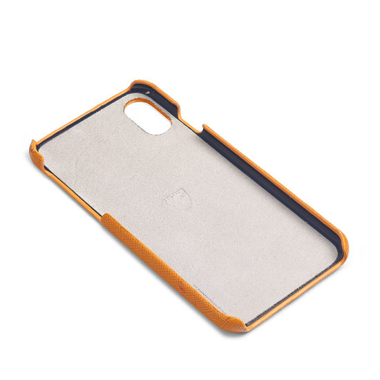 iPhone X Leather Cover in Mustard Saffiano from Aspinal of London