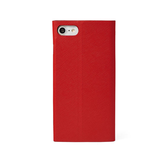 iPhone 7/8 Leather Book Case in Scarlet Saffiano from Aspinal of London