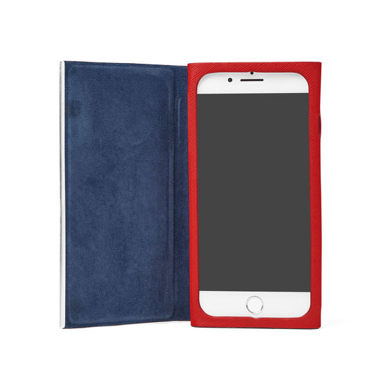iPhone 7 Plus Leather Book Case in Scarlet Saffiano from Aspinal of London