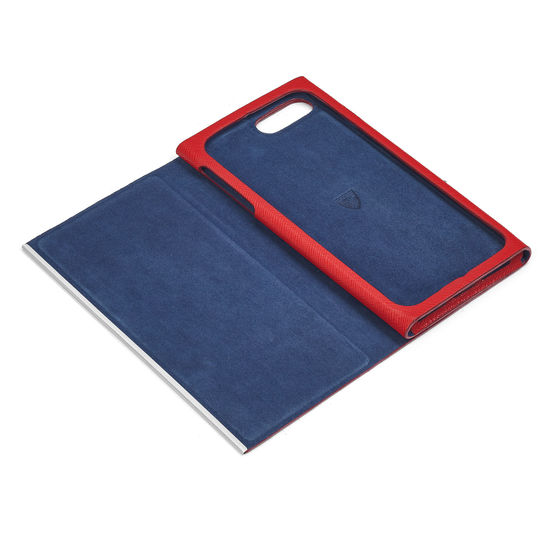 iPhone 7 Plus Leather Book Case in Scarlet Saffiano from Aspinal of London