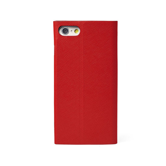 iPhone 7 Plus Leather Book Case in Scarlet Saffiano from Aspinal of London