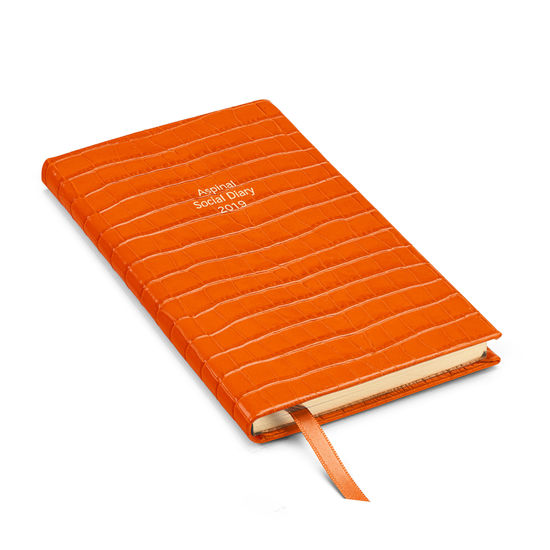 Aspinal Social Diary in Deep Amber Shine Small Croc from Aspinal of London