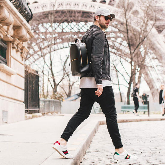 Large Mount Street Backpack in Black Pebble from Aspinal of London
