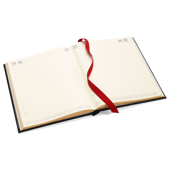Quarto A4 Day to Page Leather Diary in Deep Shine Topaz Small Croc from Aspinal of London