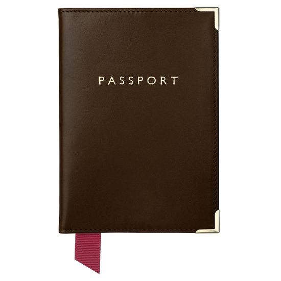 Passport Cover in Smooth Dark Brown from Aspinal of London
