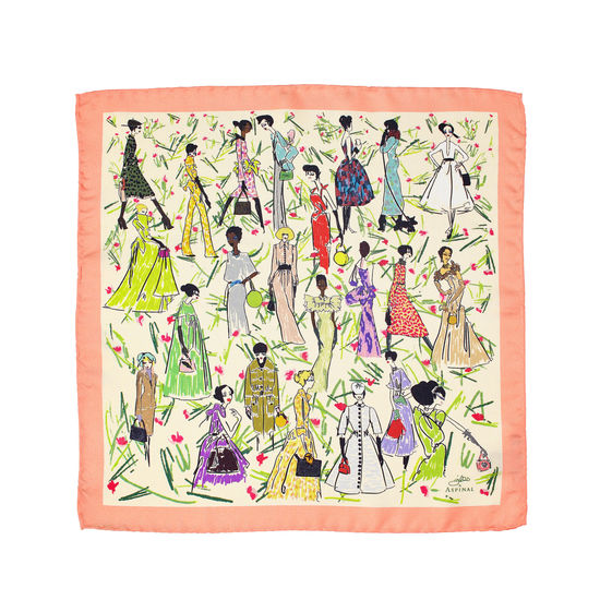 Giles x Aspinal (Pure Silk Pocket Square - Coral) from Aspinal of London