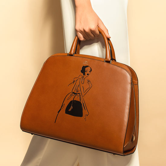 Giles x Aspinal (Hepburn Bag - Smooth Tan) from Aspinal of London