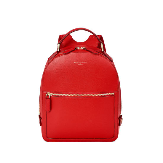 Small Mount Street Backpack in Scarlet Saffiano from Aspinal of London