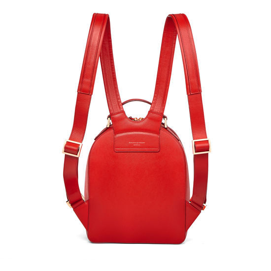 Small Mount Street Backpack in Scarlet Saffiano from Aspinal of London
