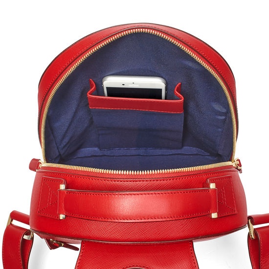 Small Mount Street Backpack in Scarlet Saffiano from Aspinal of London