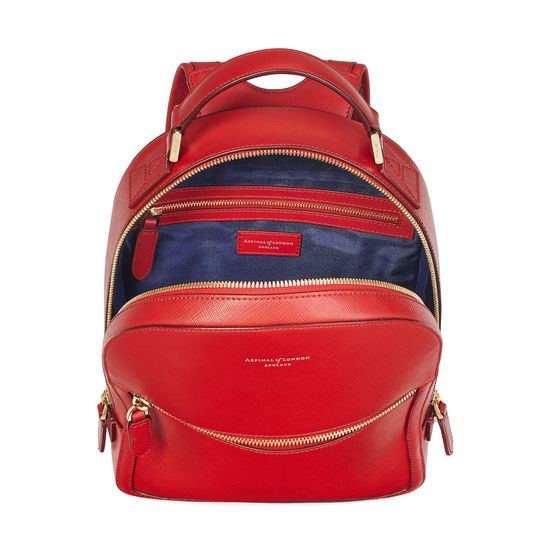 Small Mount Street Backpack in Scarlet Saffiano from Aspinal of London
