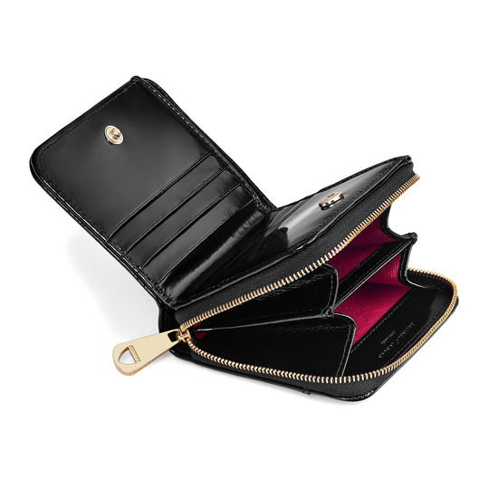 Marylebone Mini Purse in Zebra Haircalf & Black Polish from Aspinal of London