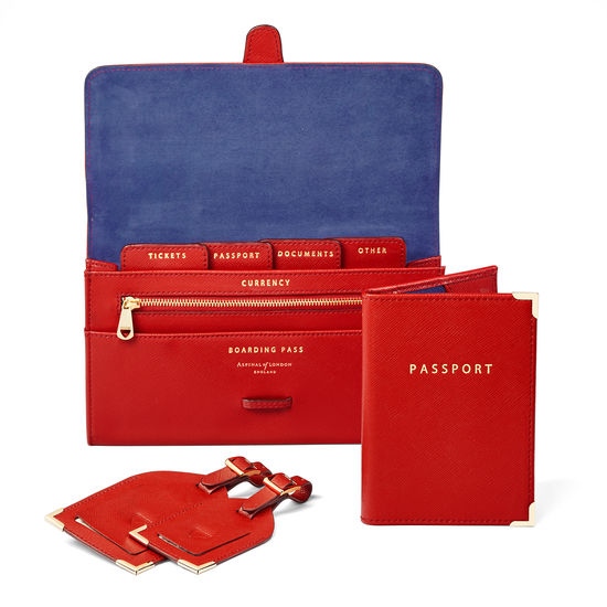 Classic Travel Collection in Scarlet Saffiano from Aspinal of London