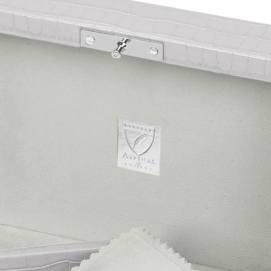 Bijou Jewellery Box in Deep Shine Dove Grey Small Croc from Aspinal of London