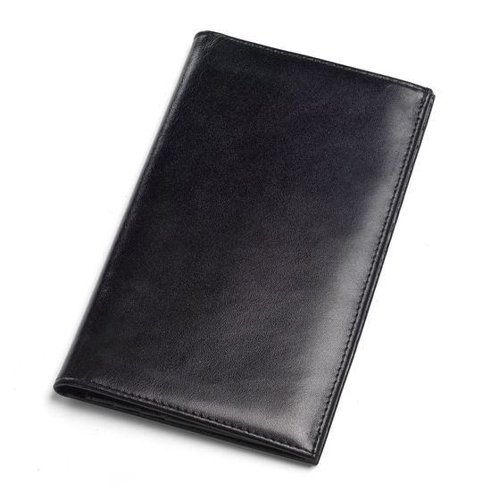 Large Breast Pocket Wallet in Smooth Black & Cobalt Suede from Aspinal of London