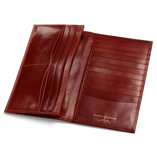 Large Breast Pocket Wallet in Smooth Cognac & Espresso Suede from Aspinal of London
