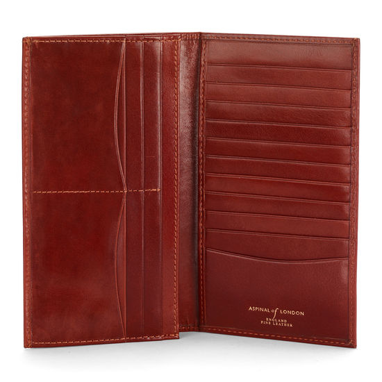 Large Breast Pocket Wallet in Smooth Cognac & Espresso Suede from Aspinal of London