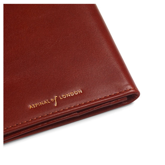 Large Breast Pocket Wallet in Smooth Cognac & Espresso Suede from Aspinal of London