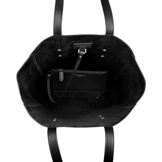 Essential Tote in Black Pebble & Black Suede from Aspinal of London