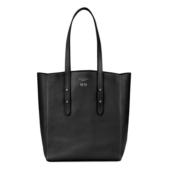 Essential Tote in Black Pebble & Black Suede from Aspinal of London