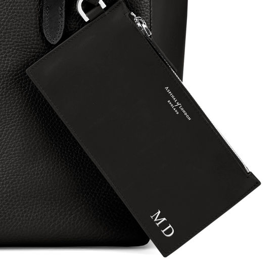 Essential Tote in Black Pebble & Black Suede from Aspinal of London