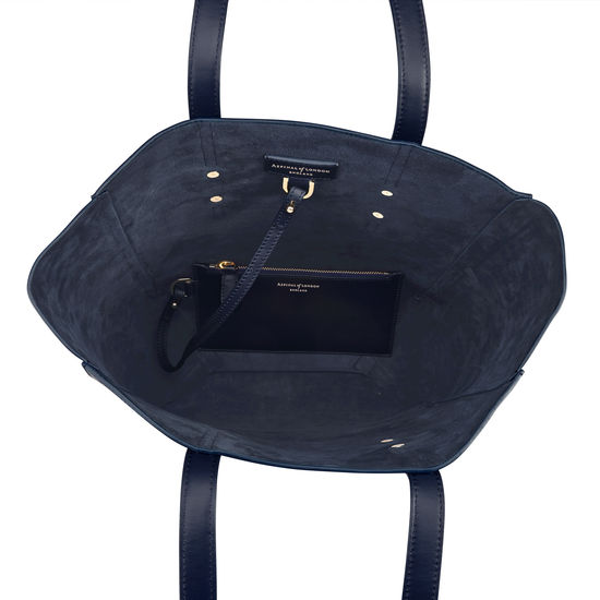 Essential Tote in Navy Pebble & Navy Suede from Aspinal of London