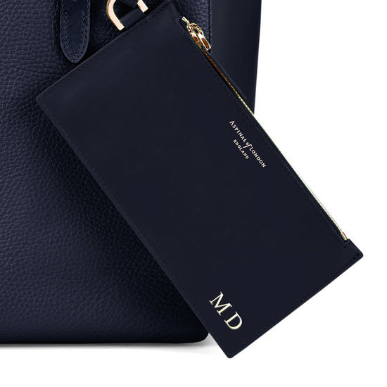 Essential Tote in Navy Pebble & Navy Suede from Aspinal of London