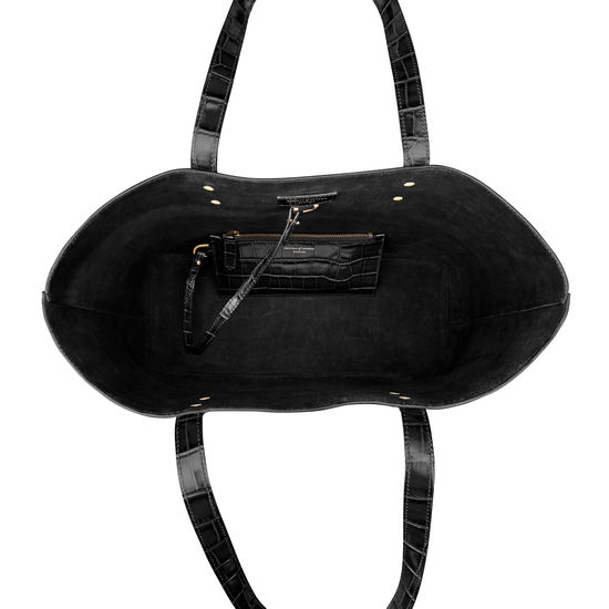 Regent Tote in Black Croc from Aspinal of London