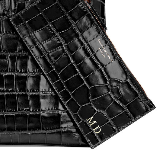 Regent Tote in Black Croc from Aspinal of London