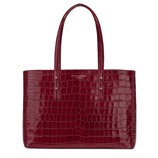 Regent Tote in Bordeaux Croc from Aspinal of London