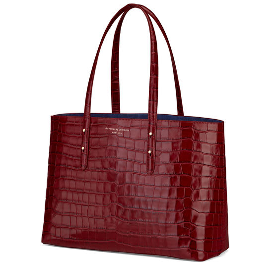 Regent Tote in Bordeaux Croc from Aspinal of London
