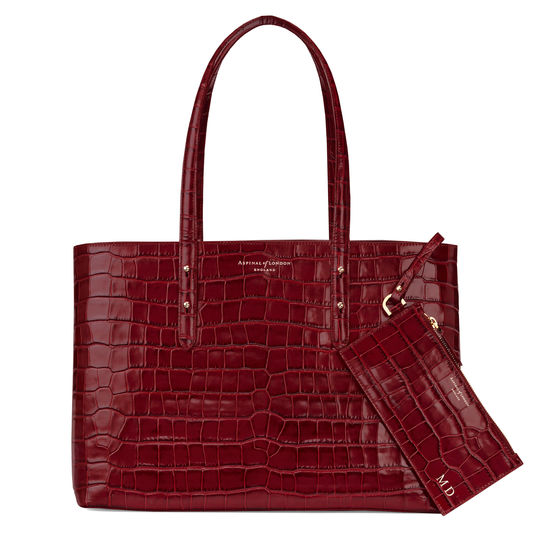 Regent Tote in Bordeaux Croc from Aspinal of London